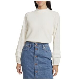 Madewell Weavemix Mockneck Bubble-Sleeve Top size small